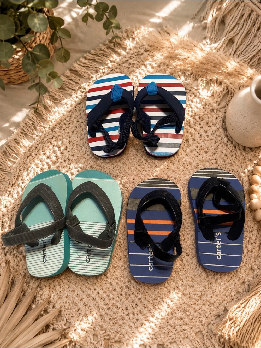 Carter's Baby Flip Flops - Navy, Teal, and Orange